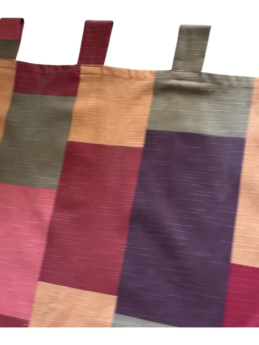 Vintage 2 Pier 1 Color Block Patchwork Curtain Panels Tab Top Burgundy Green